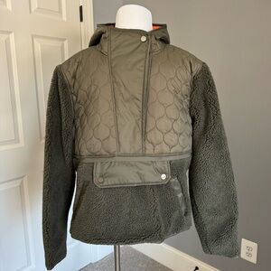 Leo Sherpa Quilted Pullover by Veronica Beard Army Green Small